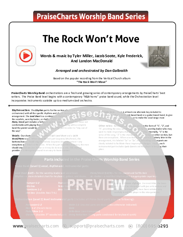 The Rock Won't Move Cover Sheet (Vertical Worship)