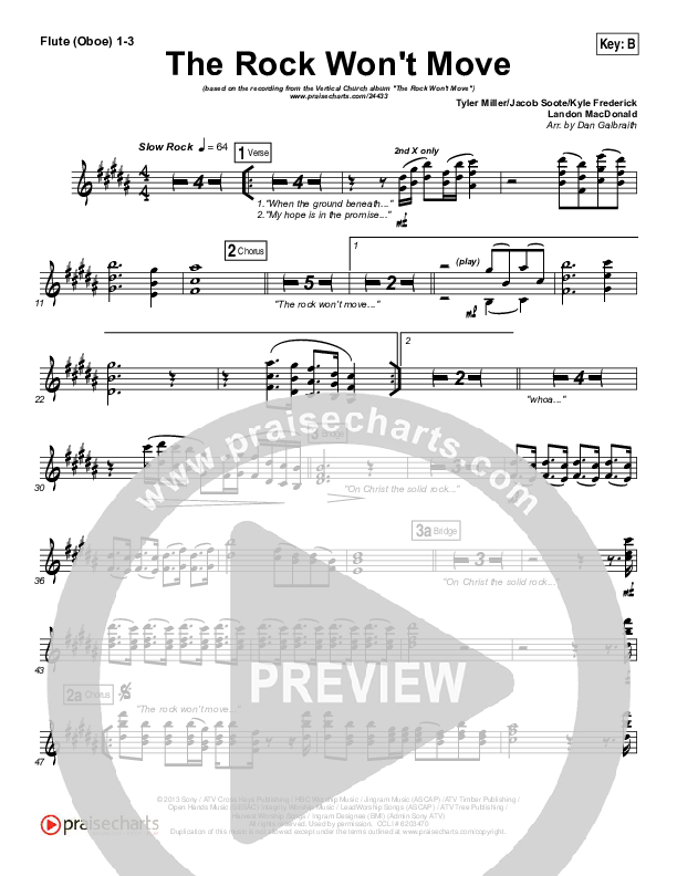 The Rock Won't Move Flute/Oboe 1/2/3 (Vertical Worship)