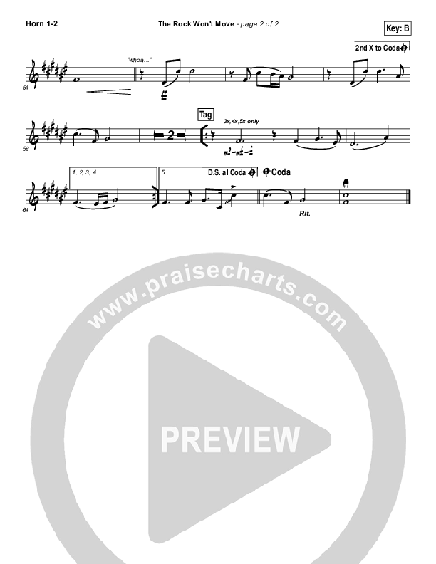 The Rock Won't Move French Horn 1/2 (Vertical Worship)