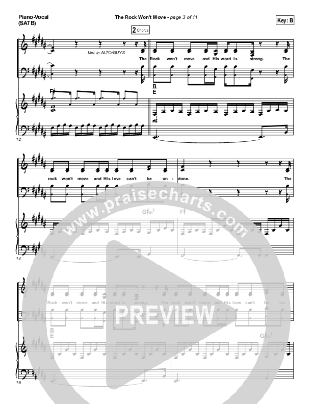 The Rock Won't Move Piano/Vocal (SATB) (Vertical Worship)