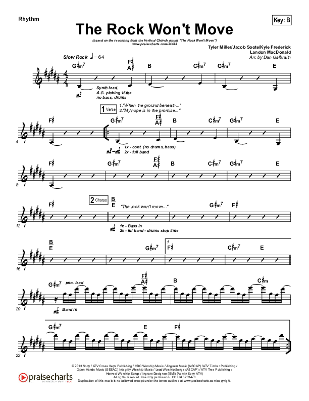 The Rock Won't Move Rhythm Chart (Vertical Worship)