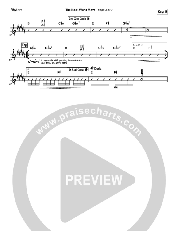 The Rock Won't Move Rhythm Chart (Vertical Worship)