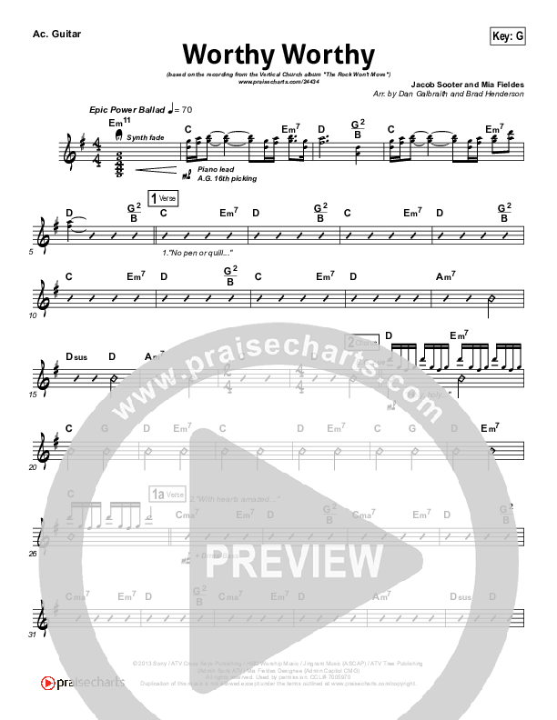 Worthy Worthy Acoustic Guitar (Vertical Worship)