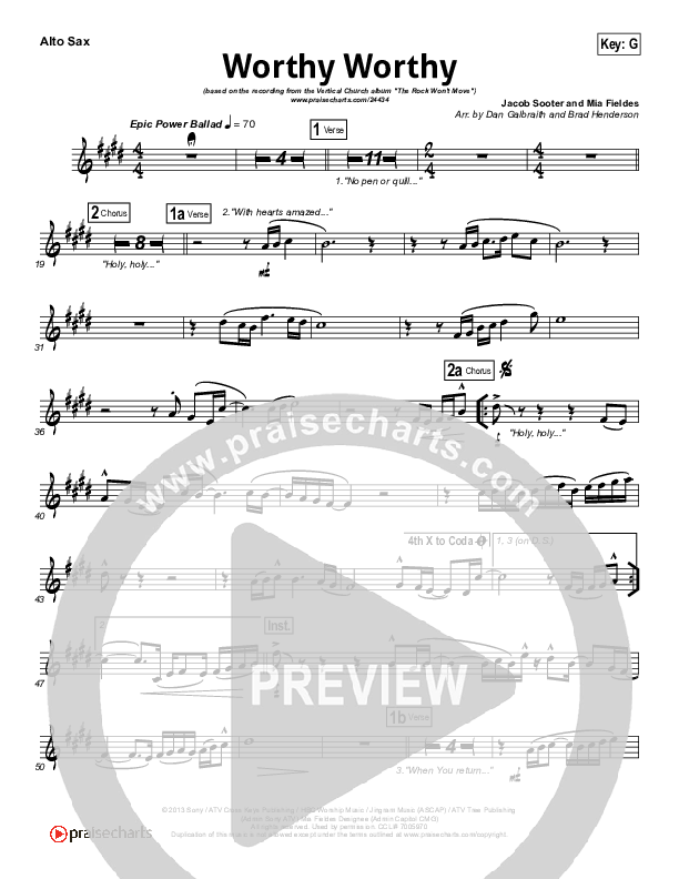 Worthy Worthy Alto Sax (Vertical Worship)
