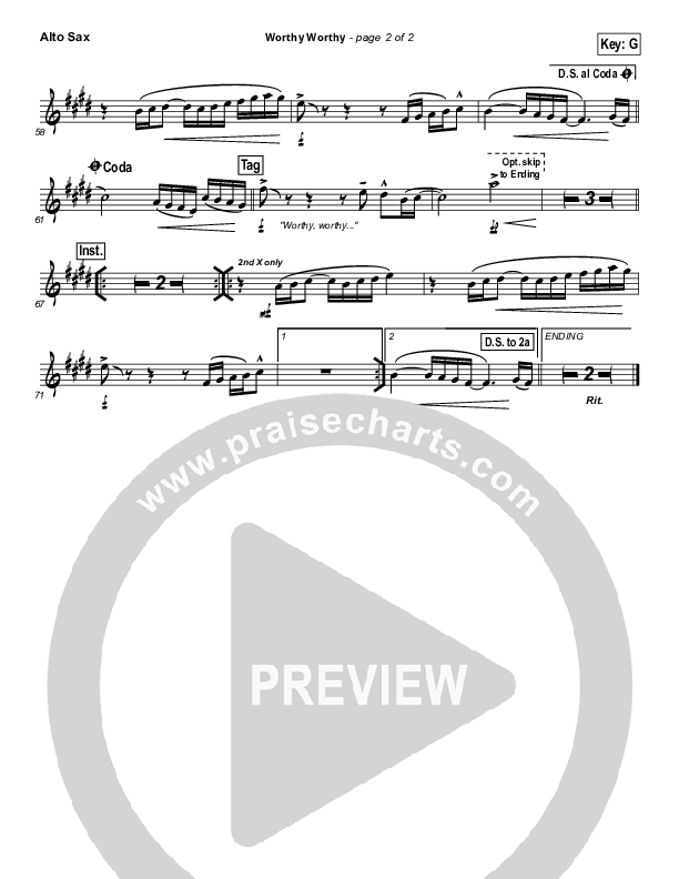 Worthy Worthy Alto Sax (Vertical Worship)