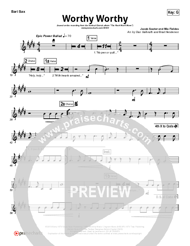 Worthy Worthy Bari Sax (Vertical Worship)