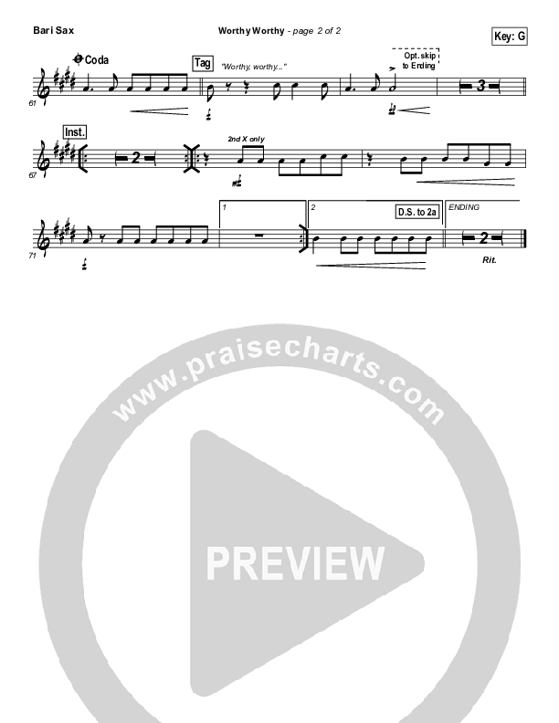 Worthy Worthy Bari Sax (Vertical Worship)