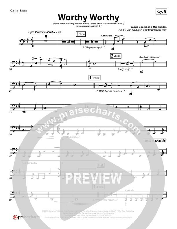 Worthy Worthy Cello/Bass (Vertical Worship)