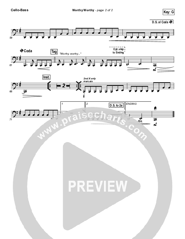 Worthy Worthy Cello/Bass (Vertical Worship)