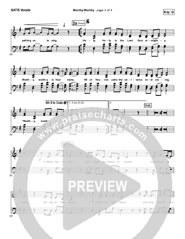 Worthy Worthy Choir Sheet (SATB) (Vertical Worship)