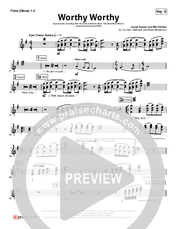 Worthy Worthy Flute/Oboe 1/2/3 (Vertical Worship)