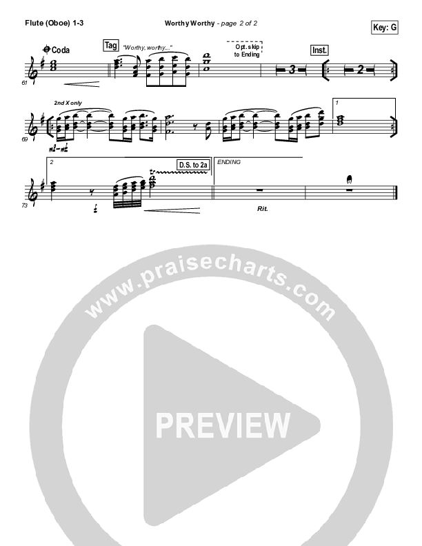 Worthy Worthy Flute/Oboe 1/2/3 (Vertical Worship)