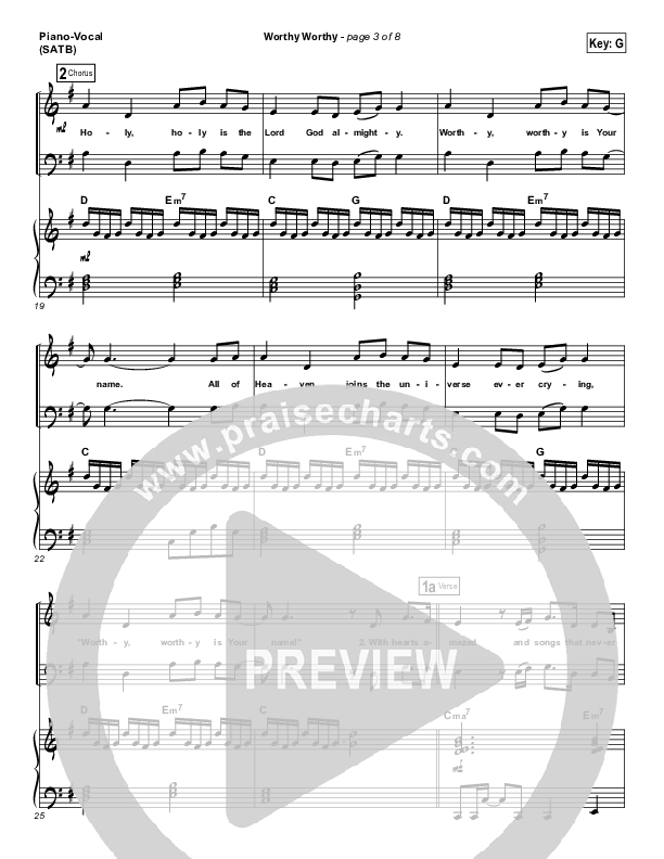 Worthy Worthy Piano/Vocal (SATB) (Vertical Worship)