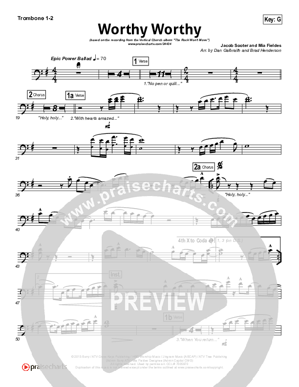 Worthy Worthy Trombone 1/2 (Vertical Worship)