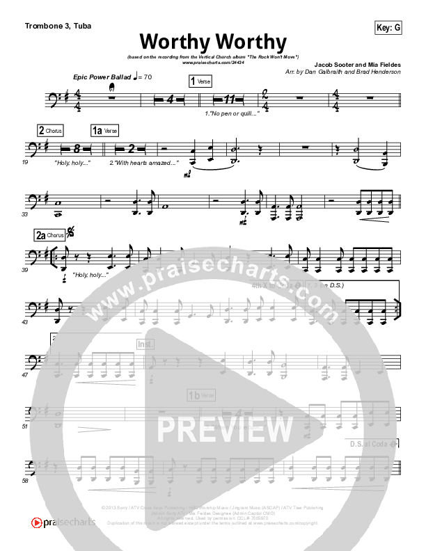 Worthy Worthy Trombone 3/Tuba (Vertical Worship)