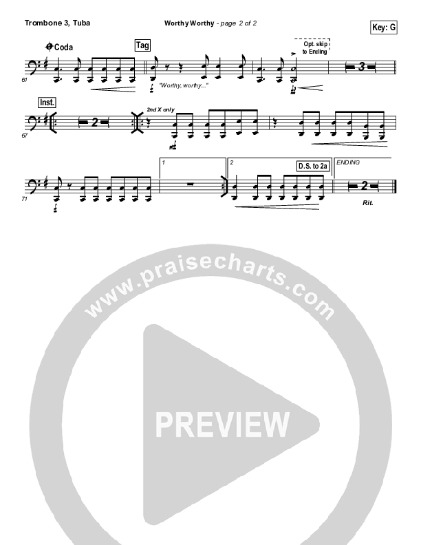 Worthy Worthy Trombone 3/Tuba (Vertical Worship)