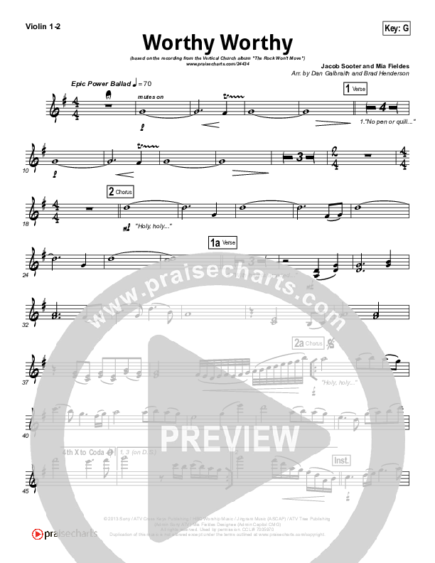 Worthy Worthy Violin 1/2 (Vertical Worship)