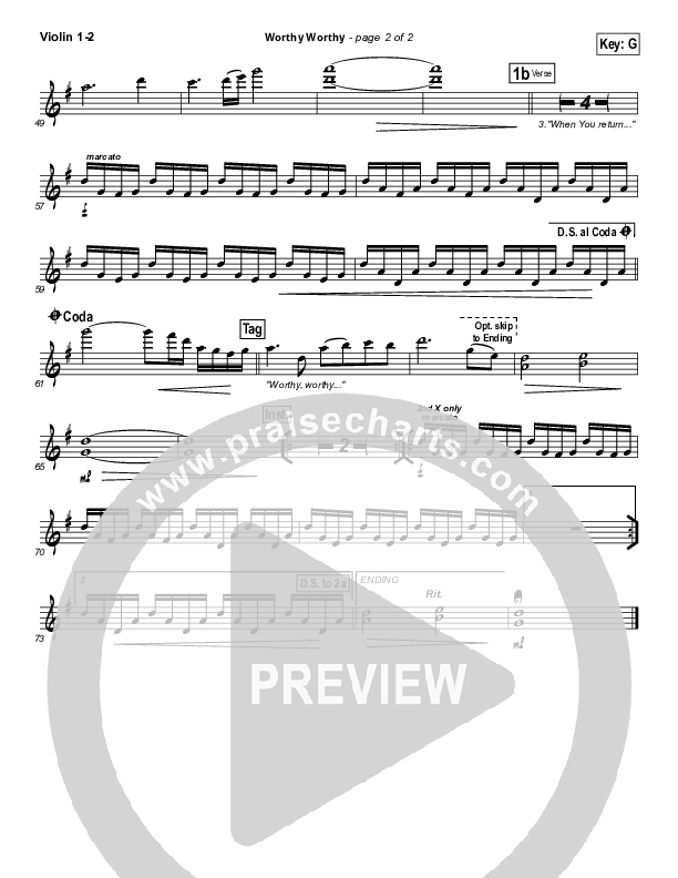 Worthy Worthy Violin 1/2 (Vertical Worship)