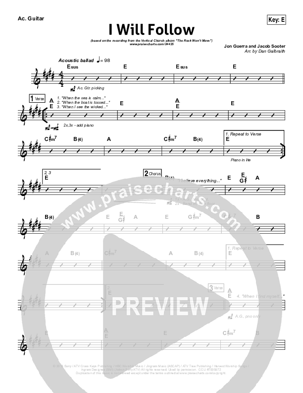 I Will Follow Rhythm Chart (Vertical Worship)