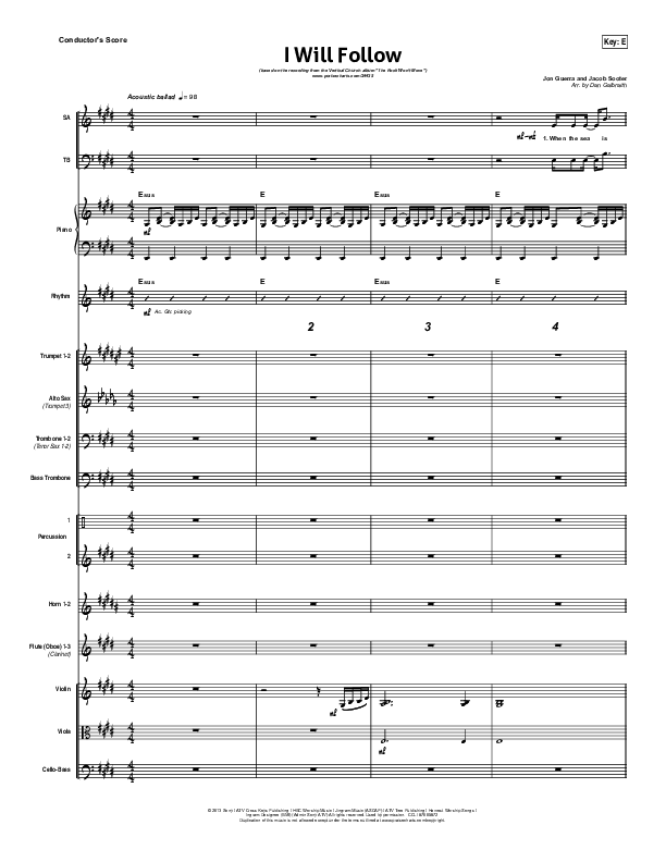 I Will Follow Conductor's Score (Vertical Worship)