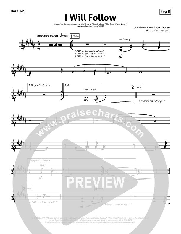 I Will Follow Brass Pack (Vertical Worship)