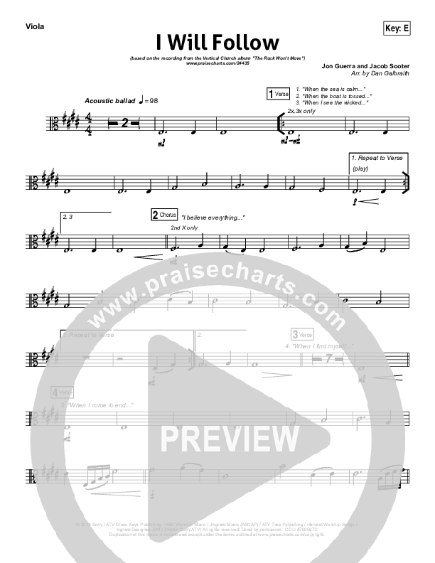 I Will Follow Viola (Vertical Worship)