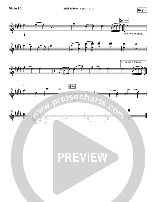 I Will Follow Violin 1/2 (Vertical Worship)