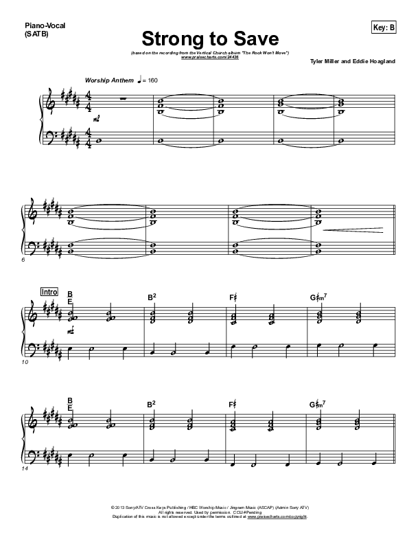 Strong To Save Piano/Vocal (SATB) (Vertical Worship)