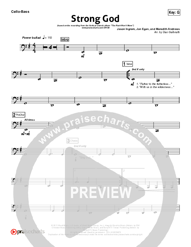 Strong God Cello/Bass (Vertical Worship)