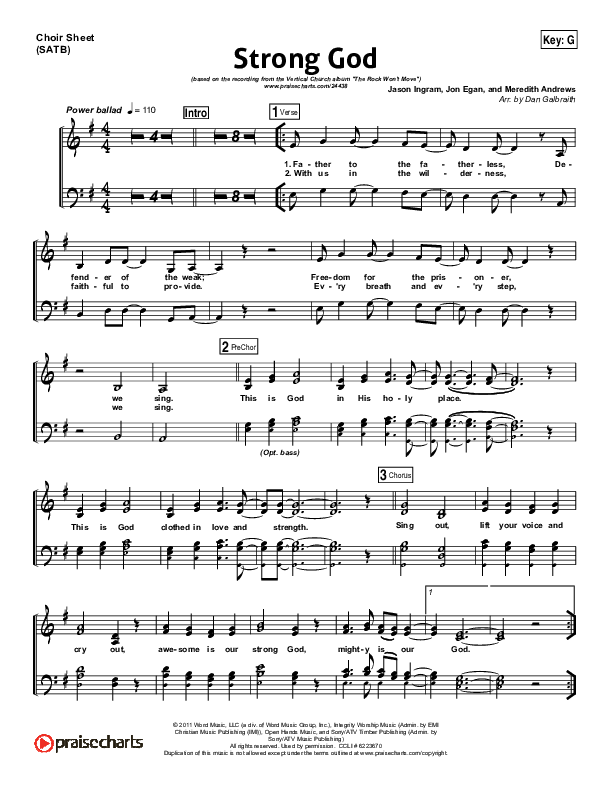 Strong God Choir Sheet (SATB) (Vertical Worship)