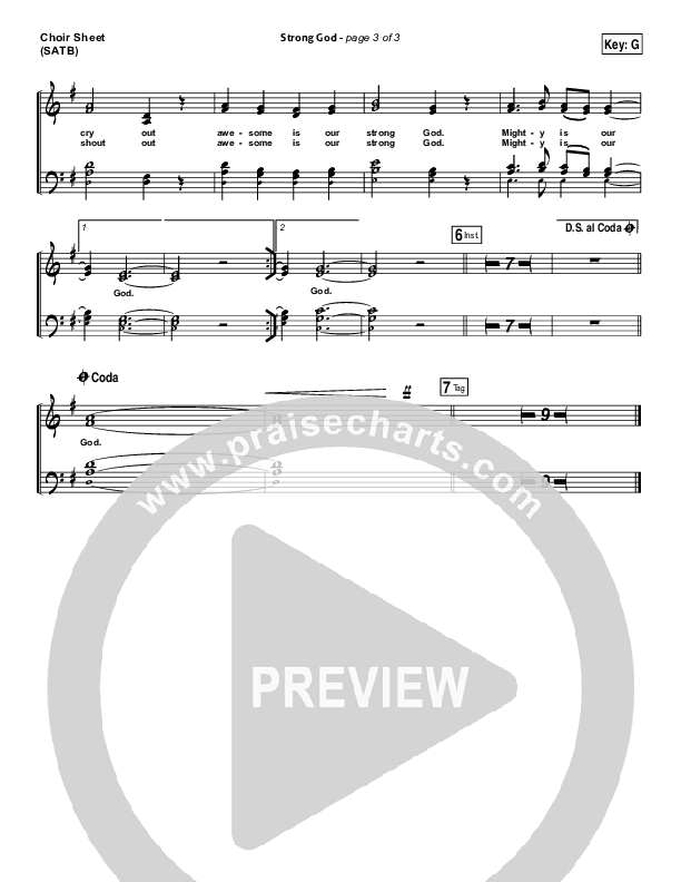 Strong God Choir Sheet (SATB) (Vertical Worship)