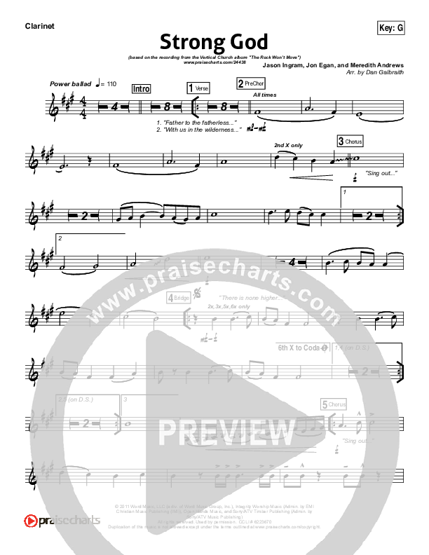 Strong God Clarinet (Vertical Worship)