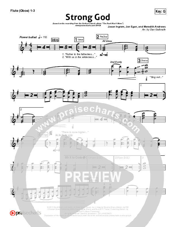 Strong God Flute/Oboe 1/2/3 (Vertical Worship)