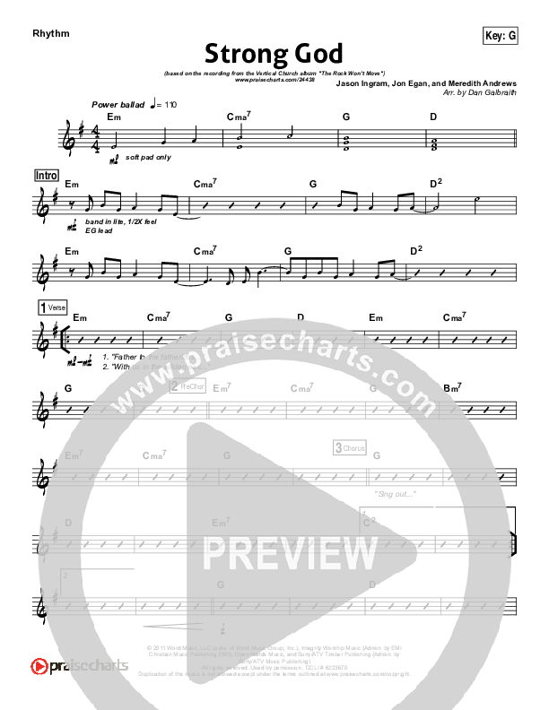 Strong God Rhythm Chart (Vertical Worship)