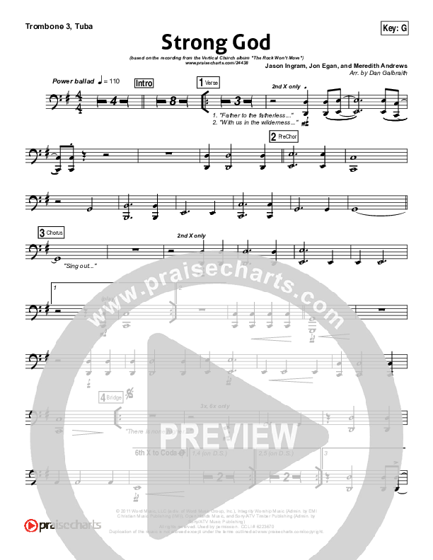 Strong God Trombone 3/Tuba (Vertical Worship)