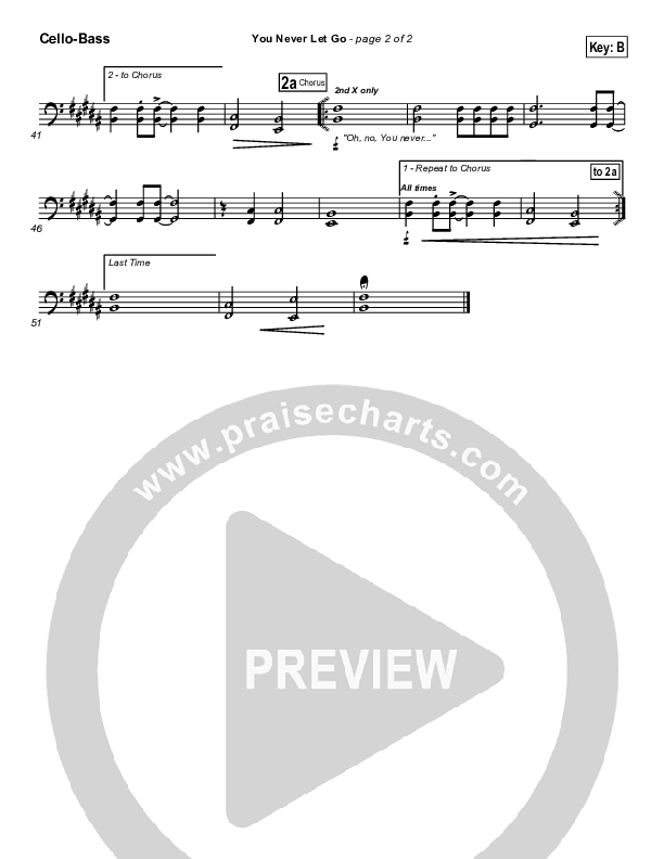 You Never Let Go Cello/Bass (Matt Redman / Passion)