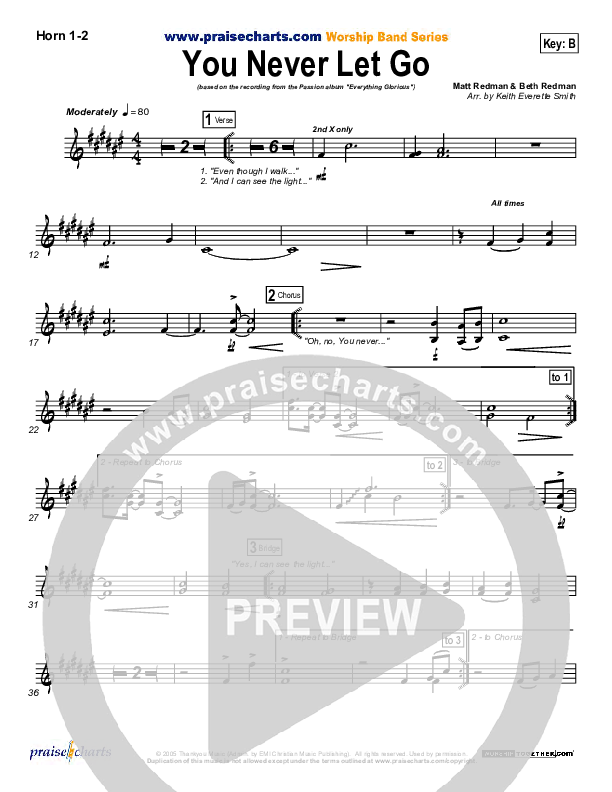 You Never Let Go French Horn 1/2 (Matt Redman / Passion)