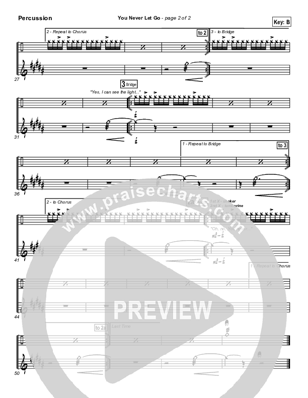 You Never Let Go Percussion (Matt Redman / Passion)