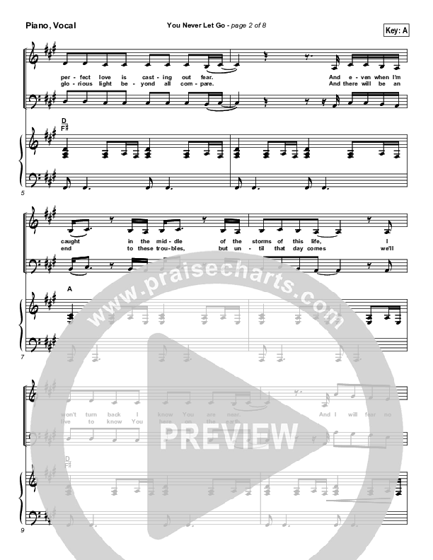 You Never Let Go Piano/Vocal (Matt Redman / Passion)