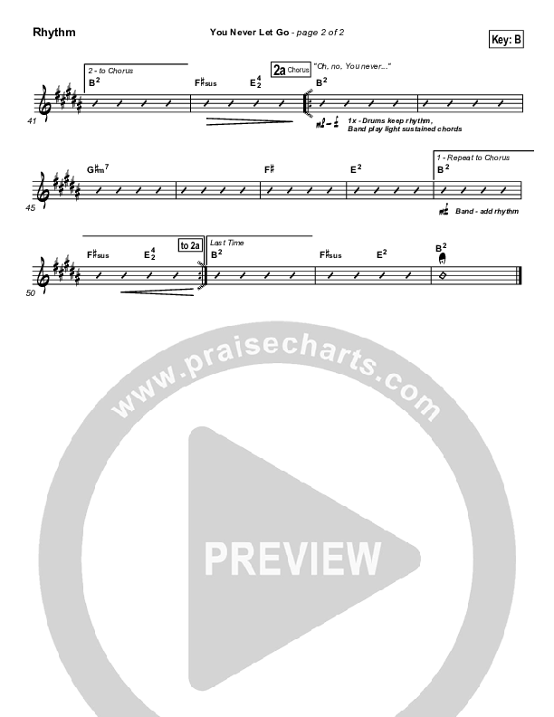You Never Let Go Rhythm Chart (Matt Redman / Passion)