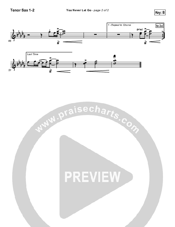 You Never Let Go Tenor Sax 1/2 (Matt Redman / Passion)