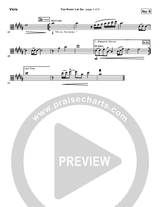 You Never Let Go Viola (Matt Redman / Passion)