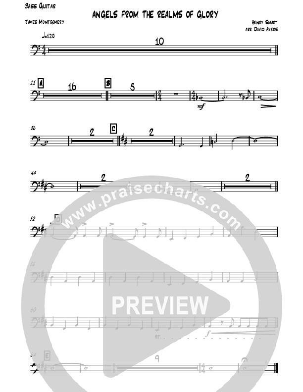 Angels From The Realms Of Glory (Instrumental) Bass Guitar (David Ayers)
