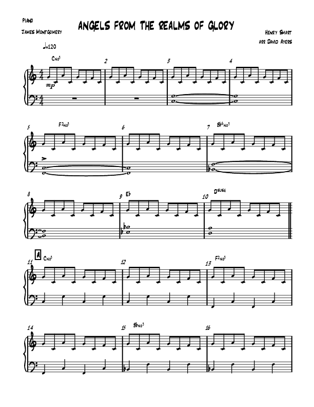 Angels From The Realms Of Glory (Instrumental) Piano Sheet (David Ayers)