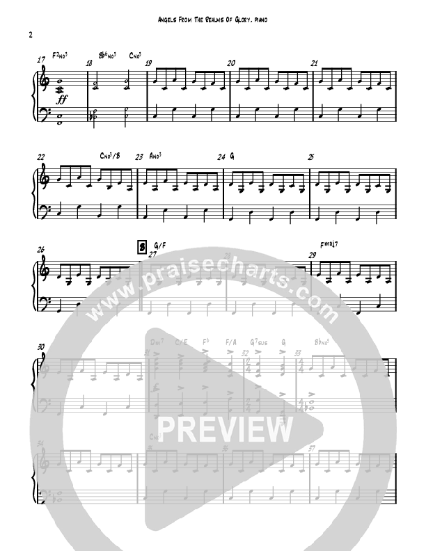 Angels From The Realms Of Glory (Instrumental) Piano Sheet (David Ayers)