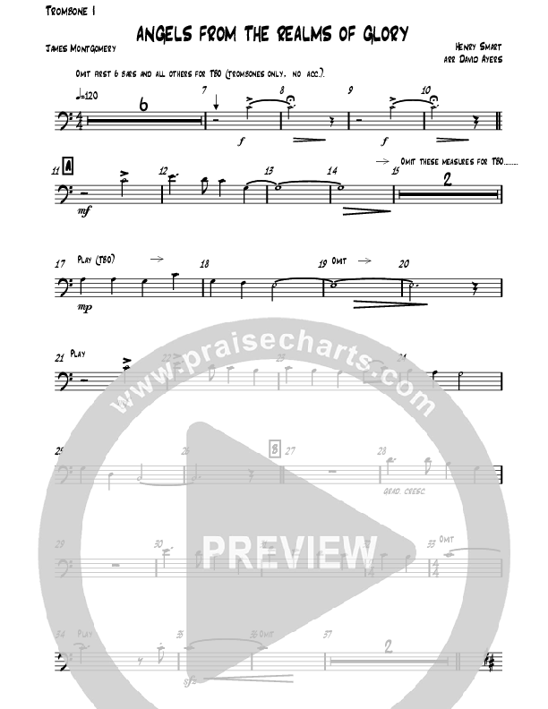 Angels From The Realms Of Glory (Instrumental) Trombone 1 (David Ayers)