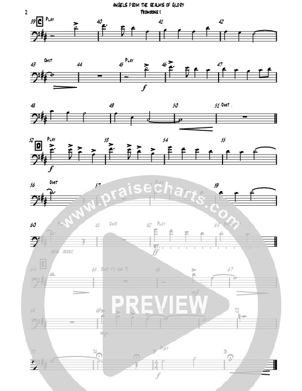 Angels From The Realms Of Glory (Instrumental) Trombone 1 (David Ayers)