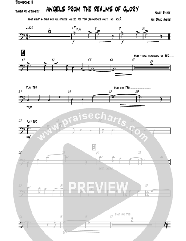 Angels From The Realms Of Glory (Instrumental) Trombone 2 (David Ayers)