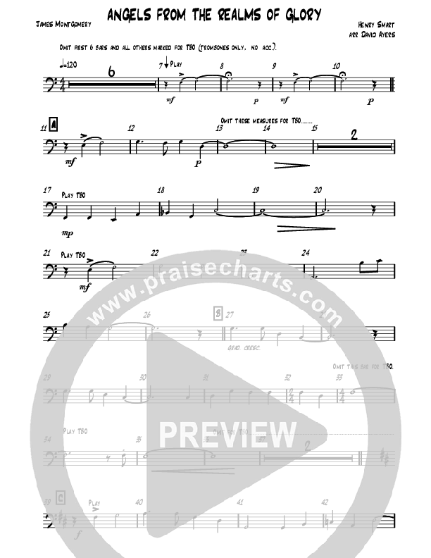 Angels From The Realms Of Glory (Instrumental) Trombone 3 (David Ayers)