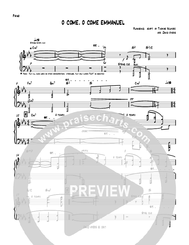 O Come O Come Emmanuel (Instrumental) Piano Sheet (David Ayers)
